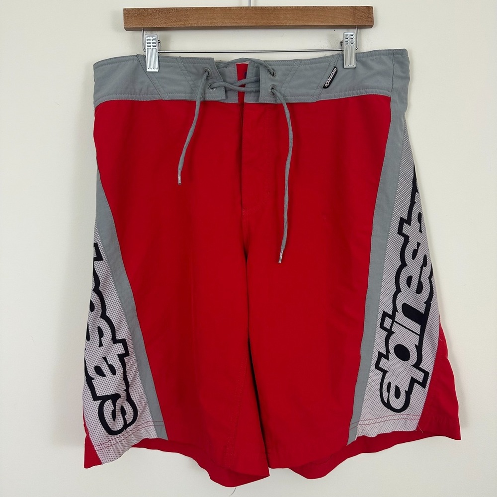 Alpinestars Motocross Board Shorts Red Gray Colorblock Swimwear Mens 36 L
